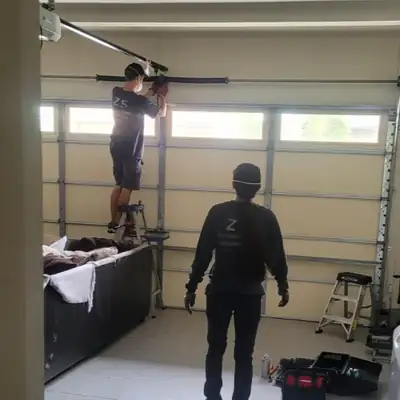 Technicians at work in a garage